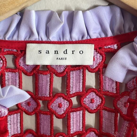 Sandro Anaele Day Red Lace Dress - Picture 5 of 16